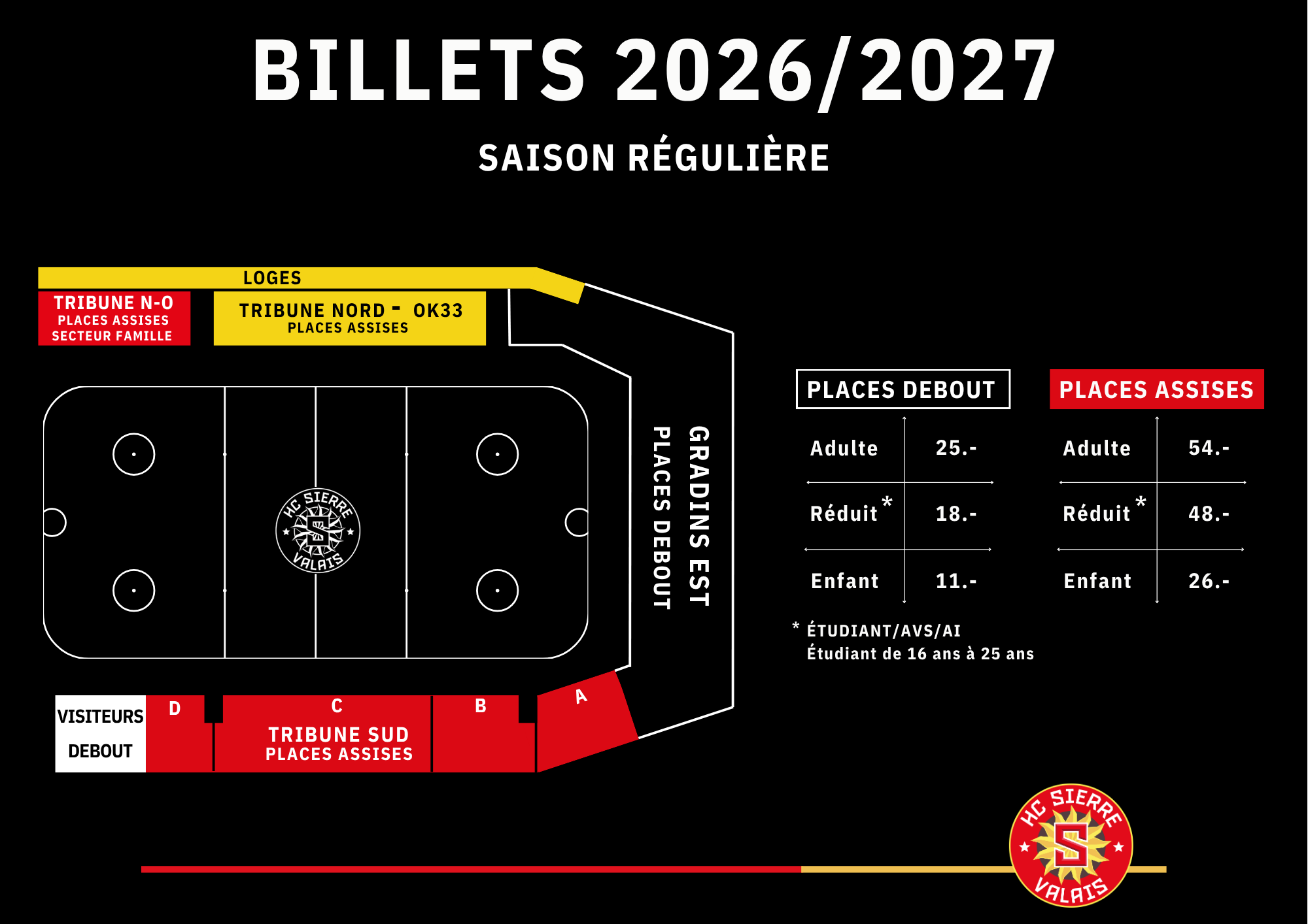 Tarifs des billets HC Sierre